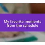 My favorite moments from the schedule